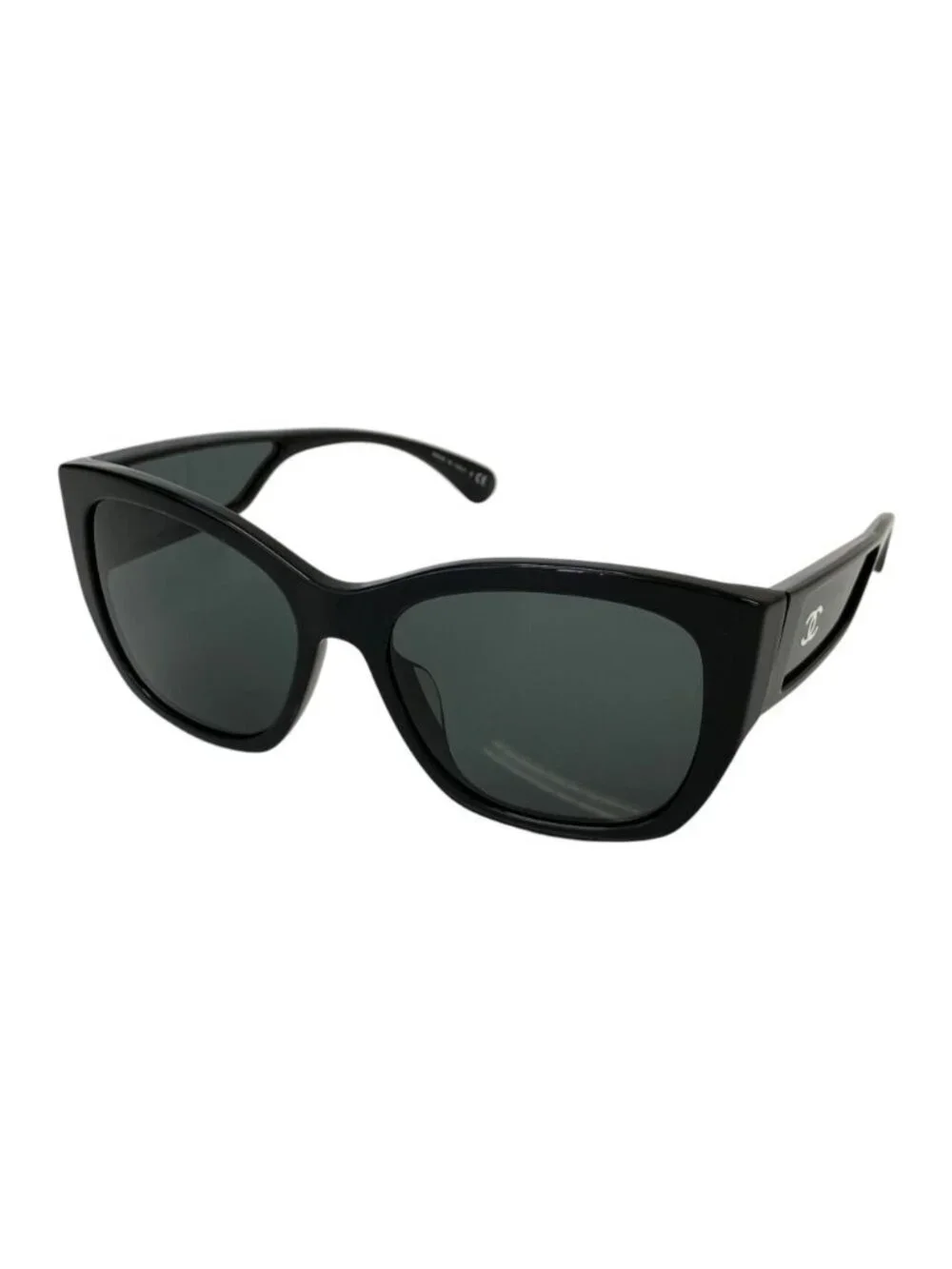 Chanel Side CC Logo Cat Eye Sunglasses S4 55 Black Eyewear